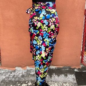 Never Fully Dressed Black and Floral Wrap Skirt